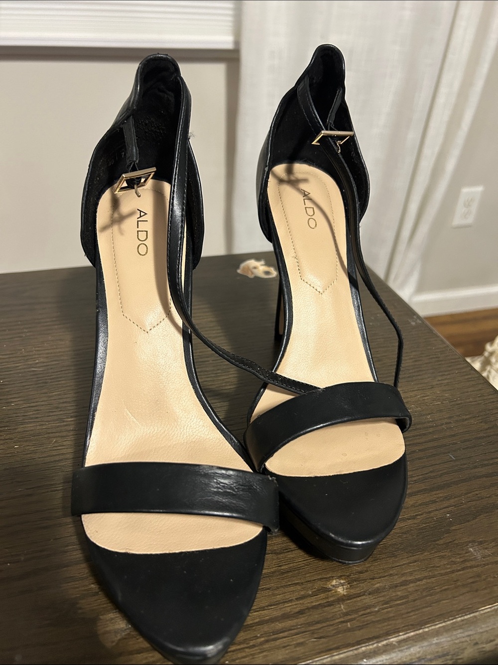 Aldo Black Strappy Pointed-Toe Stiletto Heels
